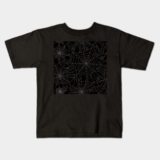 Spiderwebs - ecru on black Kids T-Shirt